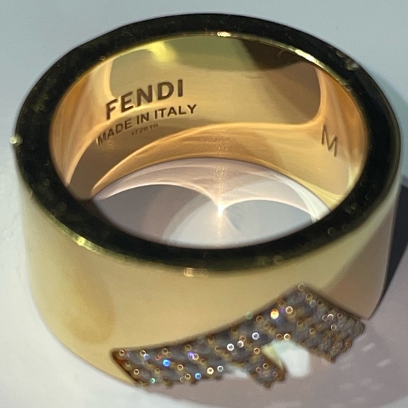 Fendi Gold Tone and Crystal Ring Size - M - Picture 3 of 5